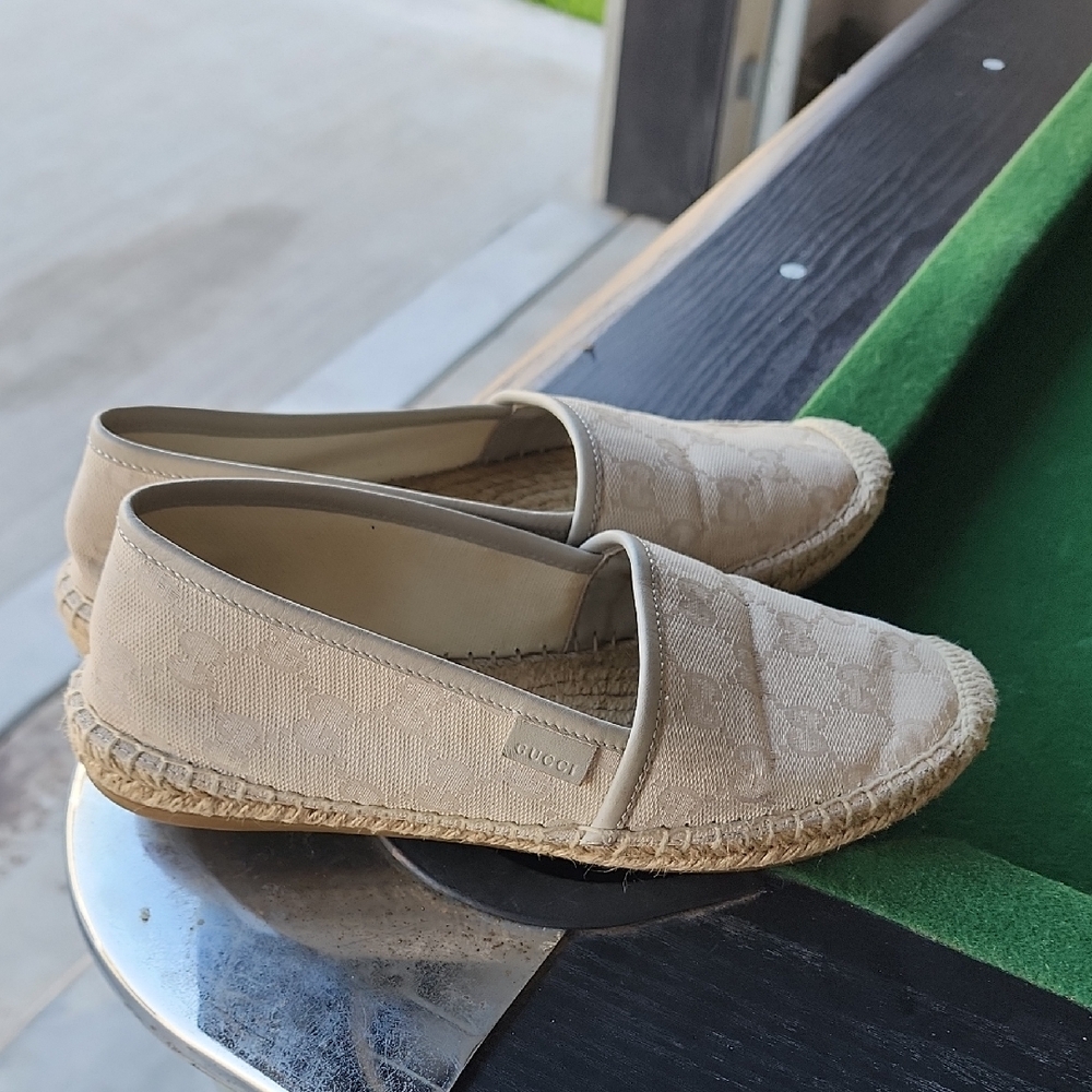 GUCCI GG Canvas And Leather Espadrilles